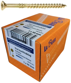 Konštrukčná skrutka TORX 5x90 mm – žltý zinok, 200 ks