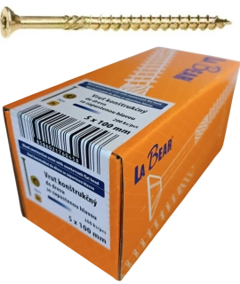 Konštrukčná skrutka TORX 5x100 mm – žltý zinok, 200 ks