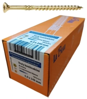 Konštrukčná skrutka TORX 6x240 mm – žltý zinok, 100 ks