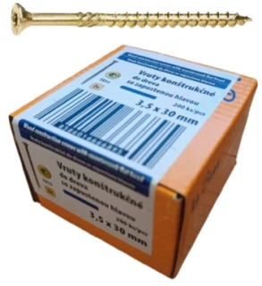 Konštrukčná skrutka TORX 3,5x30 mm – žltý zinok, 200 ks