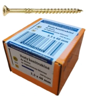 Konštrukčná skrutka TORX 3,5x40 mm – žltý zinok, 200 ks