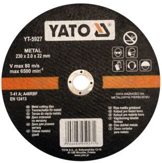 Rezný kotúč na kov 230 x 2,0 x 22 mm YATO YT-5927